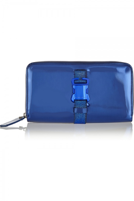 Christopher Kane Safety Buckle Metallic Leather Clutch