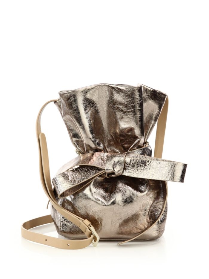 Jimmy Choo Eve Metallic Crinkled Leather Bucket Bag