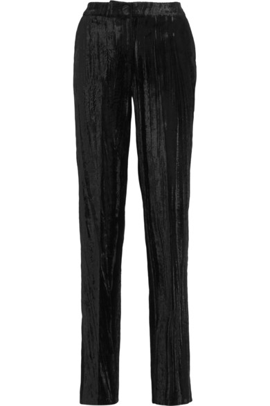 Topshop Unique Mayall Crushed Velvet Straight-leg Pants