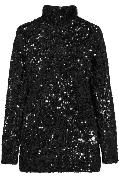 By Malene Birger Zio Sequined Satin-jersey Top